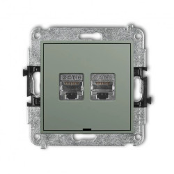 MINI Mechanizm gniazda komputerowego podwójnego 2xRJ45, kat. 6, ekranowany, 8-stykowy, bez pola opisowego szałwiowy 61MGKBO-6