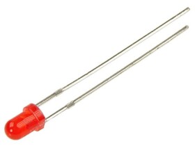Dioda LED 3mm czerwona, matowa, 500mcd