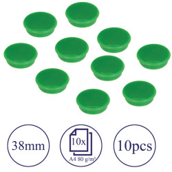 HM38 02 Magnets, 38 mm, green, 10 pieces