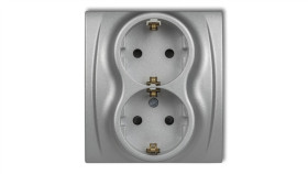 Logo Gniazdo Podwójne Z/U Schuko Srebrny Metalik 7Lgp-2Sp