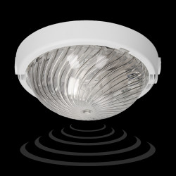 8080T-TRIO/MS/PL. oprawa oświetleniowa z mikrofalowym czujnikiem ruchu. 75W. E27. IP44. IK10. poliwęglan przeźroczysty.... A2120