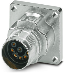 Surface mount socket, M17, 8 pole, crimp connection, standard/ONECLICK quick locking system, straight, 1628929