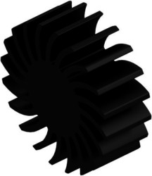 LED heatsink, (L x Ø) 25 x 70 mm, 2.28 to 1.1 K/W, black anodized, 10021485