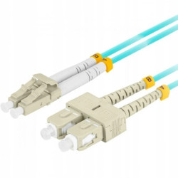 Patchcord światłowodowy MM LC/UPC-SC/UPC duplex 3mm OM3 aqua 2m LANBERG