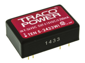 Przetwornica DC-DC, 6W, Uwe 9 → 36 V DC, Uwy ±15V dc, Iwy ±200mA, TRACOPOWER