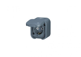 B2 Gniazdo pojedyncze 2P+Z SCHUKO bryzgoodporne z klapka w kolorze wyrobu IP54 szary 00060278