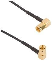 Coaxial cable, SMA plug (angled) to SMA plug (angled), 50 Ω, RG-174/U, grommet black, 457 mm, 135104-02-18.00