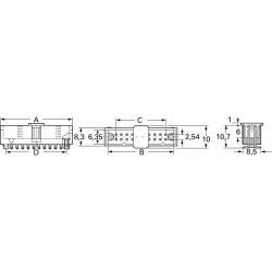 Pin header, 34 pole, pitch 2.54 mm, straight, black, 511.068.803.034.010