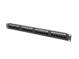 Patch panel 24 port 1U 19 kat.6 czarny PPU6-1024-B