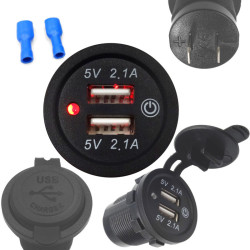 Ładowarka USB 12-24V 4.2A RED +wyłącznik TOUCH montażowa