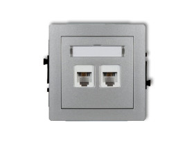 DECO Gniazdo telefoniczne podwójne 2xRJ11 4-stykowy beznarzędziowe srebrny metalik 7DGT-2 KARLIK