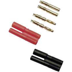Schnepp SET Jack Plug Set 2mm Pin Red/Black Gold Contacts 10A Max