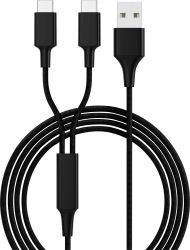 Smrter Kabel do ładowania USB USB 2.0 Złącze męskie USB-A, Złącze męskie USB-C® 1.20 m czarny SMRTER_HYDRA_DUO_C_BK