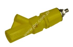 3254-F-GE Gniazdo bezpieczne 4mm, przyłącze M4, dodatkowy boczny otwór do dodatkowych połączeń, 36A, żółte, ELECTRO-PJP, 3254FGE