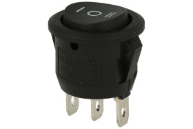 Przełącznik; klawiszowy (kołyskowy); R13-112D-BB-7D; ON-OFF-ON; 1 tor; czarny; bez podświetlenia; bistabilny; konektory 4,8x0,8m