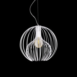 Lampa wisząca TORI biała, druciana klatka klosz na E27 K-3405 BIAŁY Kaja Lighting