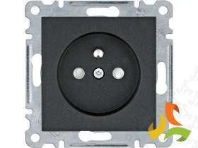 LUMINA Gniazdo pojedyncze z uziemieniem z przesłoną styków czarne WL1043 HAGER