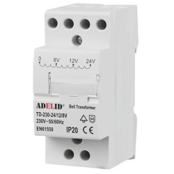 Transformator dzwonkowy modułowy TD-230-24/12/8V
