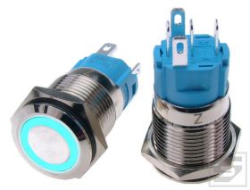 Przycisk LB16BR/LED:B 9-24VDC RING niebieski; 16mm; bistabilny;3A/250V