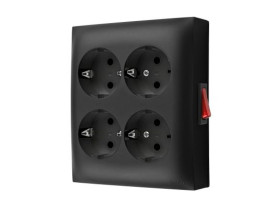 SIMON AQUACLICK Gniazdo poczwórne z uziemieniem SCHUKO z wyłącznikiem zaciski śrubowe IP20 czarny ACGSZN4W1/49 KONTAKT SIMON