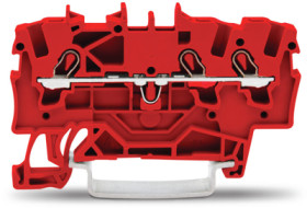 3-wire feed-through terminal, spring-clamp connection, 0.25-2.5 mm², 1 pole, 18 A, 8 kV, red, 2001-1303