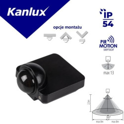 Czujnik ruchu PIR SENSQUARE-B/B 1200VA max 6,5m 360 st. IP54 IIkl. szybkozłączka ścienny czarny 26823