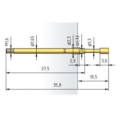 Igła testowa 1028/G-EB-5.0N-AU-1.8, raster 2,54 (100 mil)