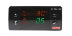 Regulator temperatury PID panelowy 4-wyjściowy, Uz 230 V AC, 0 → +100C, 76 x 34.5mm, WŁ./WYŁ., sterownik PID
