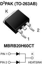 MBRB20H60CT Dual Common Cathode Schottky Rectifier High Barrier Technology for Improved High Temperature Performance