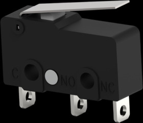 Miniature snap-action switche, solder connection, hinge lever, 0.49 N, 5 A/125 VAC, 3 A/250 VAC, 30 VDC, 2351451-1