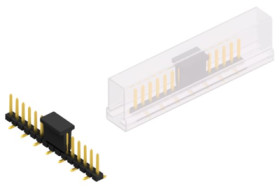 Pin header, 15 pole, pitch 2.54 mm, angled, black, SLLP5SMD06615GBSM