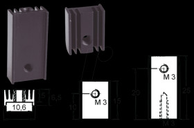 Special heat sink, 25x12x6.5mm, 32K/W