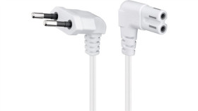 Kabel Przyłączeniowy Z Wtyczką Euro, Obustronnie Kątowy, 0,75 M, Biały -...