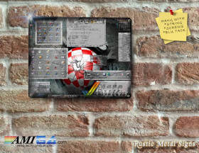 Modern AMIGA OS Workbenchwith overlayed Smashed Screen - Metal Sign
