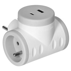 Ładowarka sieciowa USB-C/USB QC Rozgałęźnik 2P+Z, 2xUSB 3.4A