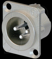 NC3MD-LX XLR panel plug, 3-pin, silver, nickel-plated, solder
