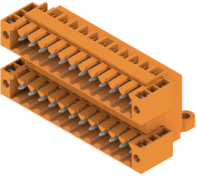 Pin header, 24 pole, pitch 3.5 mm, angled, orange, 1633910000