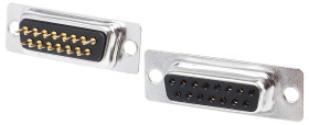 Złącze D-Sub 15-pinowe Żeński Proste Przewlekany raster 2.77mm Złoto na niklu