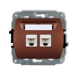 TREND Gniazda komputerowe podwójne 2xRJ45, kat. 6, ekranowane, 8-stykowy brĄzowy metalik 9GK-6