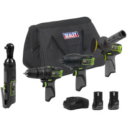 Sealey CP108VCOMBO1EU 4 x SV10.8 Cordless Combo Kit 10.8V 2 Batts Euro Plug