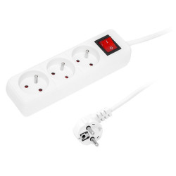 Przedłużacz sieciowy 3-Gniazda z uziemieniem 3m biały z wyłącznikiem