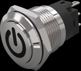 Vandal-proof pushbutton, silver, unlit , mounting Ø 19 mm, IP65/IP67, 82-5161.1000.B002