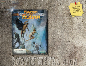 Weathered Look Amiga Game Sword of Sodan Box Artwork Metal Sign [672]