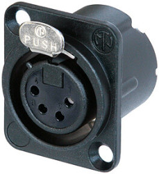 XLR panel socket, 4 pole, silver-plated, 1.5 mm², AWG 16, zinc die casting, NC4FD-LX-BAG