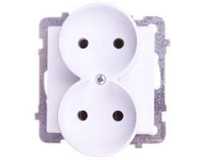 SONATA Gniazdo podwójne b/u białe GP-2RR/m/00