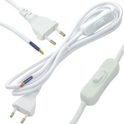 Przewód w oplocie do lampki 2x0,75mm 2m biały