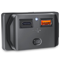 Ładowarka USB 12-24V QC 3.0 PD B ON/OFF 48W + USB-C Power Delivery Blue z