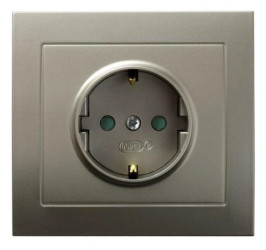 KIER Gniazdo pojedyncze z/u Schuko z przesłonami satyna light GP-1WSP/45