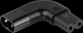 SKA-0871S Power adapter plug C8 to C7/Euro 8 socket, angled, black