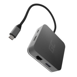 Adapter, Przejściówka, HUB USB-C Green Cell 6w1 (USB 3,0 HDMI Ethernet USB-C) do Apple MacBook, Dell XPS, Asus ZenBook i innych